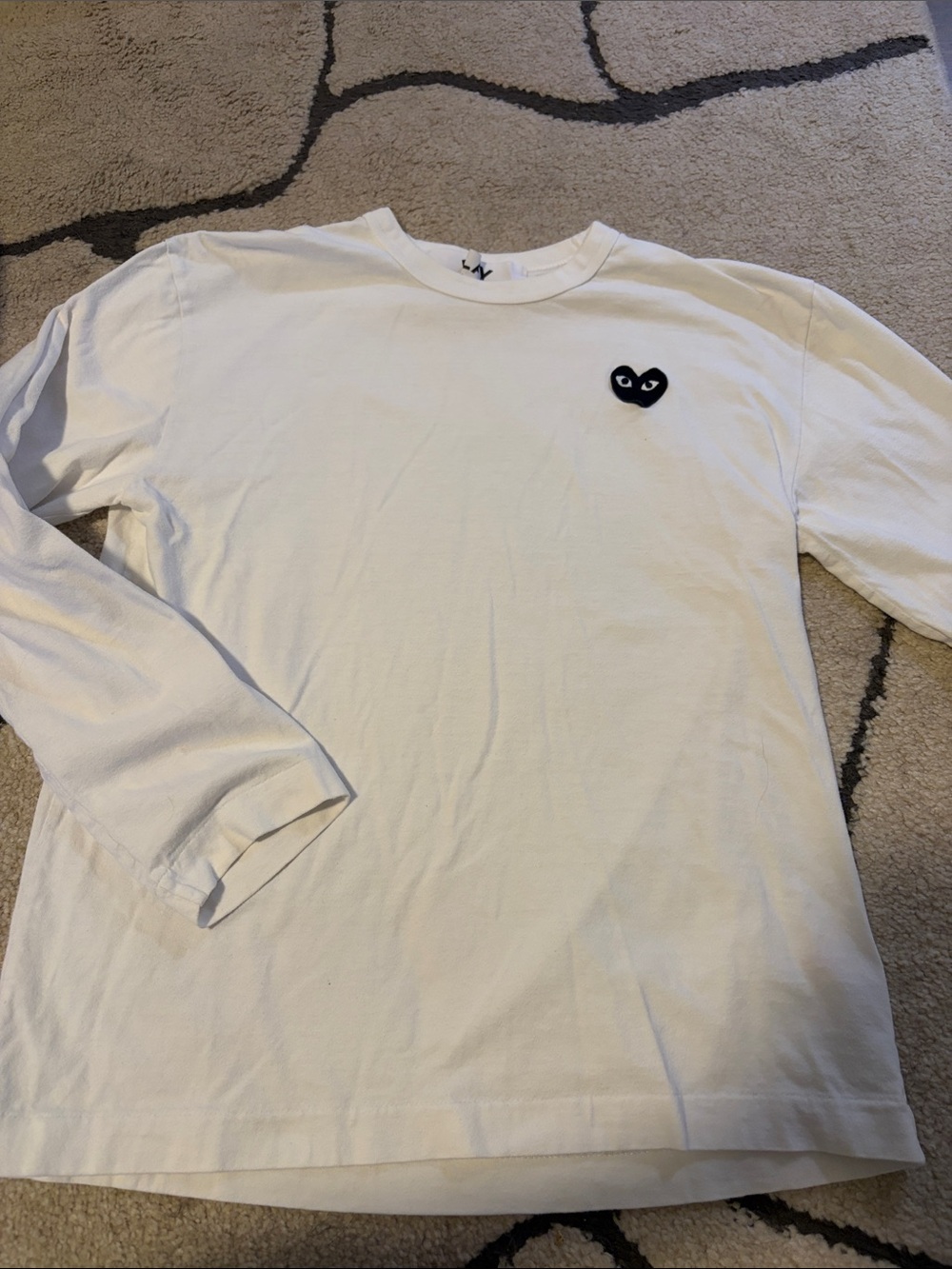 Comme des Garcons PLAY White Long-Sleeve Tee with Black Heart Logo